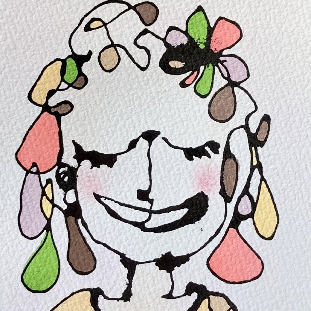 絵画、笑顔のおくりもの Amazon.co.jp: 2403 笑顔 絵画 墨 アート 線画 人物画 イラスト