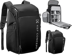 Sac à Dos K&F Concept® 25L Sacs à Caméra pour Photographes, Sac à Caméra de Grande Capacité avec Housse de Pluie, Compartiment pour Ordinateur Portable de 15,6 pouces Compatible avec Canon/Nikon/Sony/DJI Mavic Drone | Sac à Caméra avec Housse de Pluie Compartiment pour Ordinateur Portable de 15,6"