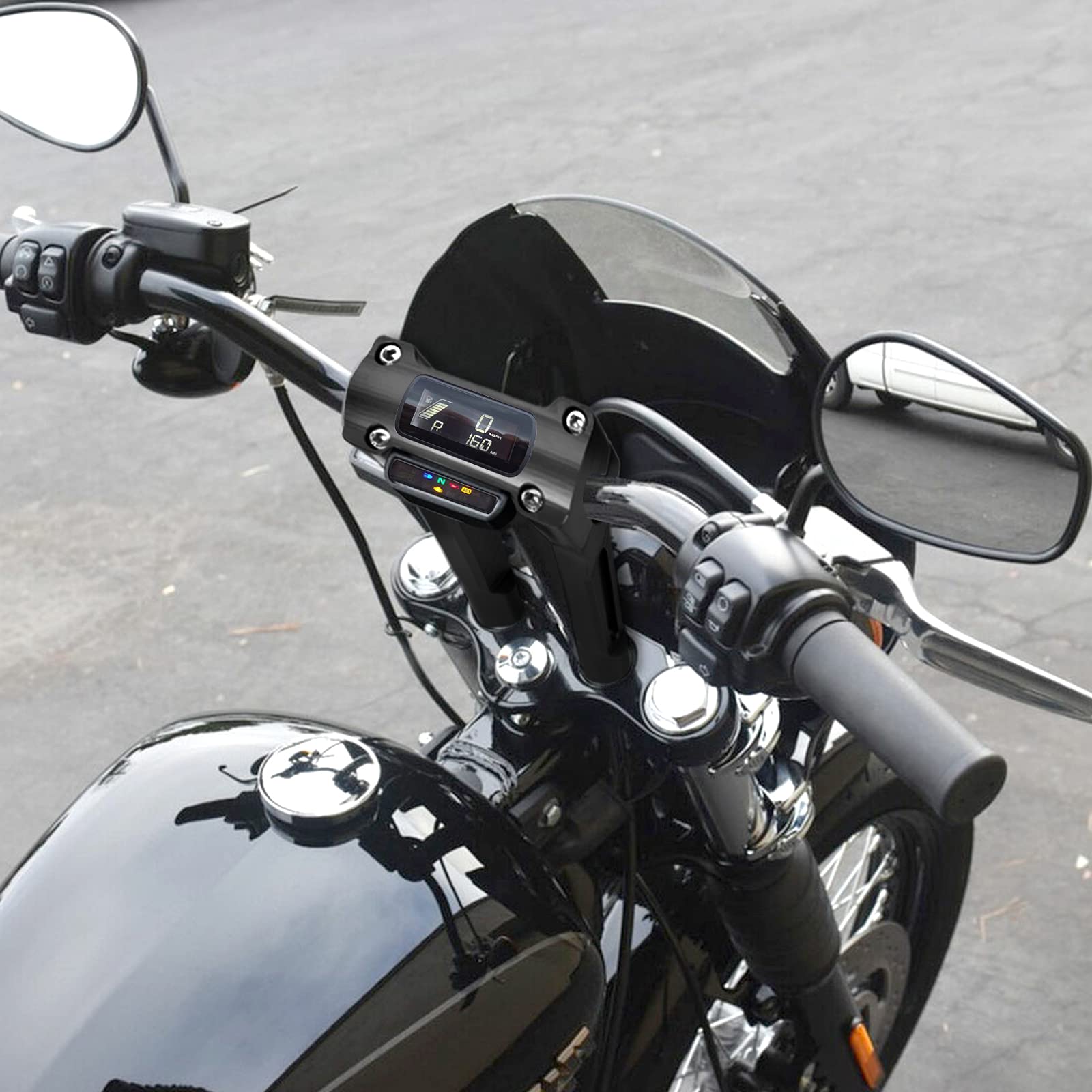 Goldfire Rehausseurs de guidon droits une pièce pour Harley M8 Softail Street Bob 2018, 2019, 2020, 2021 (noir, 25,4 cm)