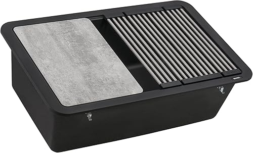 Miniatura 4 de Ruvati RVG2310BK - Fregadero de cocina compuesto de granito mate de doble montaje de estación de trabajo negro de 30 pulgadas