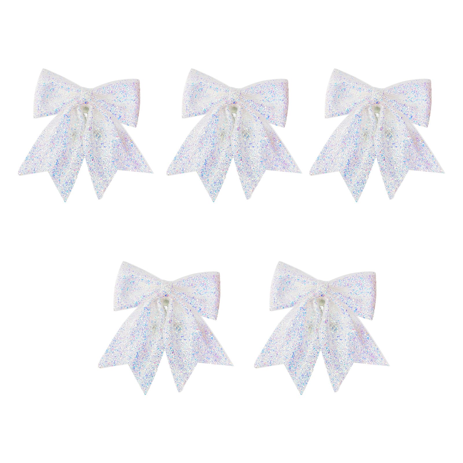 Buxuaaaa E Type 5Pcs Sparkling Colorful Reflective Christmas Bows Wreath For Tree Embellishment Bowknot And Seasonal Party Supplies Tree Toppers