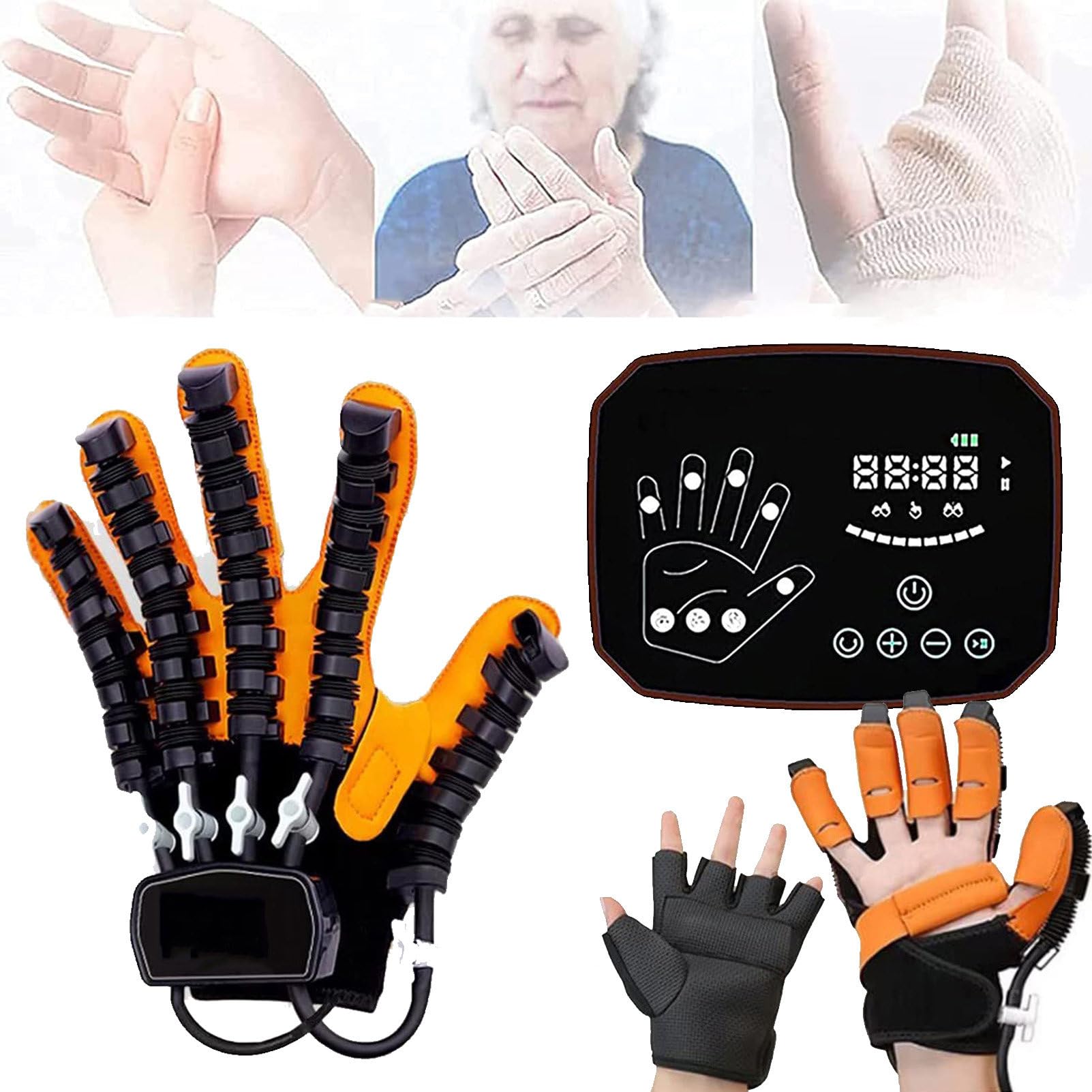 SXSLTSA Rehabilitation Robotic Gloves, Finger Rehabilitation Gloves for Stroke Patients with Hemiplegia with Hand Dysfunction, Finger Extension Protectors,Splitfinger-left-XL
