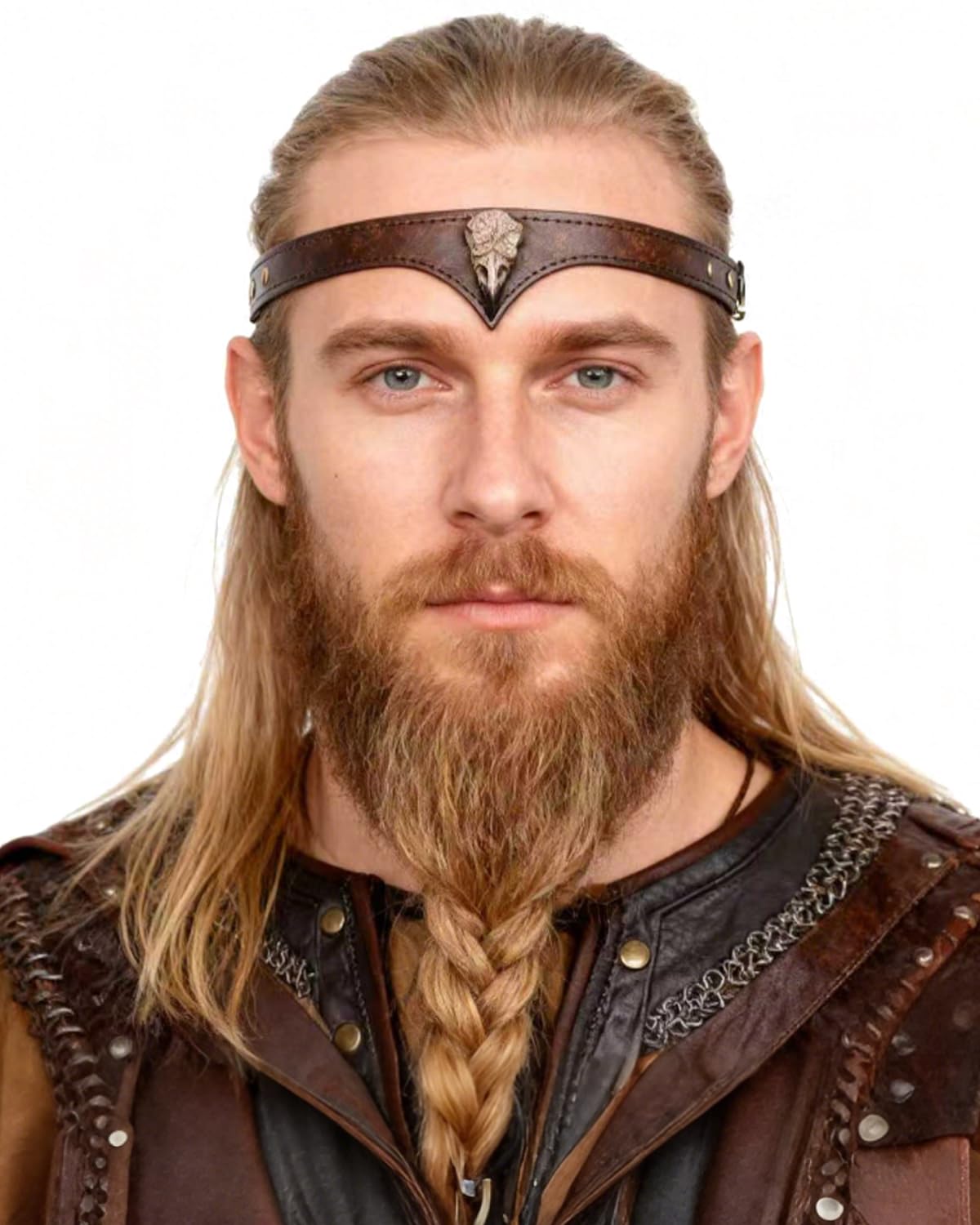 L'VOW Viking Leather Headband Adjustable Medieval Headpiece LARP Costume Renaissance Cosplay Accessories