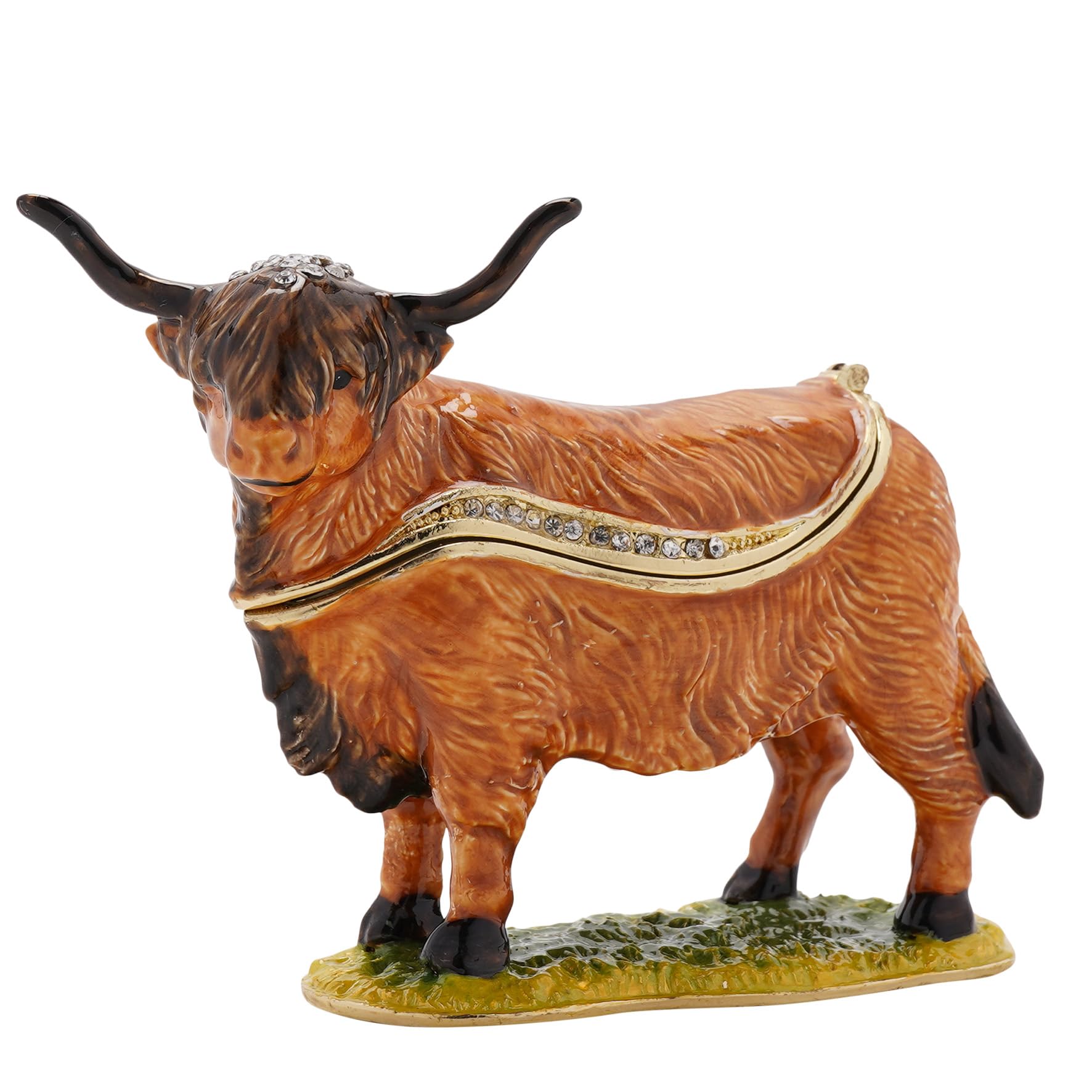 Treasured Trinkets Women's Size 8.5 Brown Highland Cow Trinket Box - P12197 15806