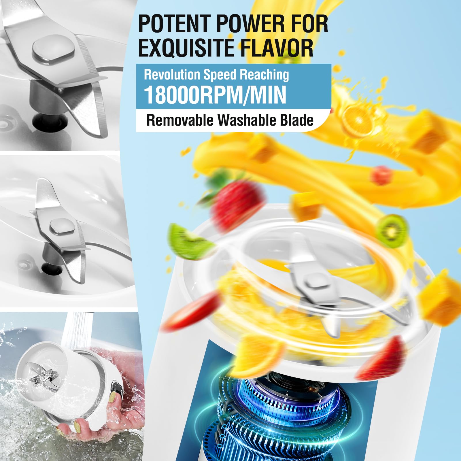 Przenośny mikser 350 ml do smoothie Maker z inteligentnym wyświetlaczem LED, z możliwością ponownego ładowania, do fitnessu, podróży i pracy