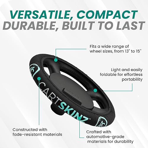 Miniatura 6 de Funda de neopreno para volante de carrito de golf, ajuste universal (13-15 pulgadas), ligera, portátil, lavable a máquina, confiable por