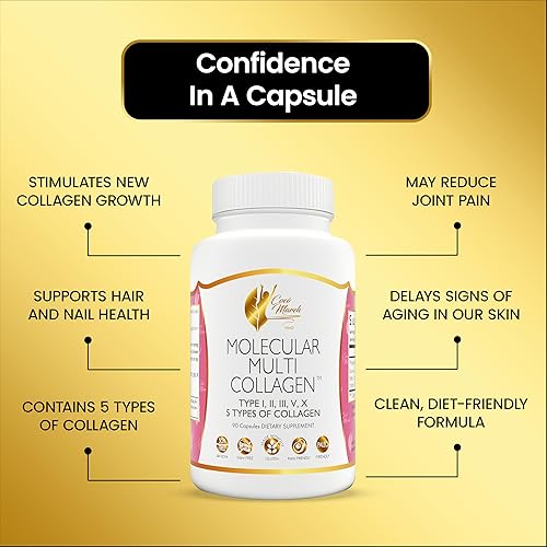 Vista 4 de Cocó March N.M.D. Molecular Multi-Collagen - Tipos I, II, III, V y X - Soporte para cabello, piel, uñas y articulaciones para mujeres y hombres