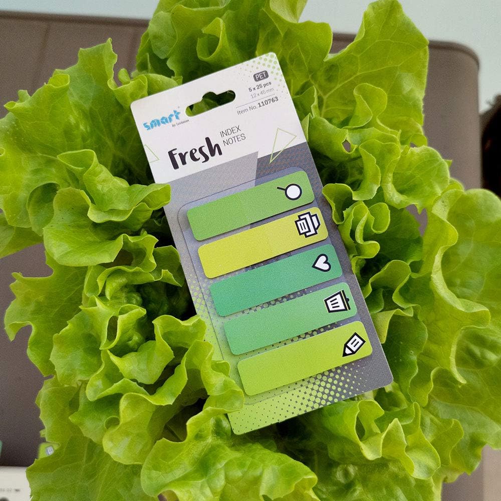Smart Fresh Adhesive Strips Page Marker Index Adhesive Marker Film Text Strips PET Film 12 x 45 mm 5 x 25 Stripes Office