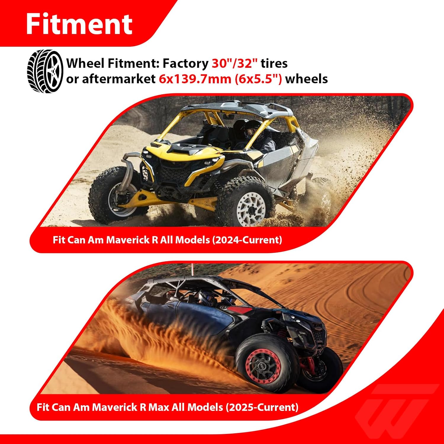 WeiSen UTV Spare Tire Carrier Mount Compatible with Can Am Maverick R/Max All Models 2024-2025, Fits 6x139.7mm/6x5.5 Wheels