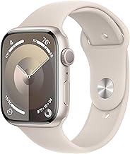 Apple Watch Series 9 [GPS, 45mm] - Starlight Aluminum Case with Starlight Sport Band, S/M (Renewed)