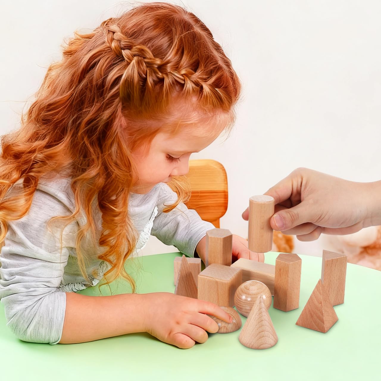 UPKOCH Geometrische Körper Aus Holz 3D Formen Lernspielzeug Ab 3 Jahre Form-Matching-Spielzeug Für Grundschule Mathematisches Hilfsmittel Für Hand-Auge-Koordination Und Logisches Denken