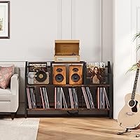 Vista 4 de Homeiju Soporte para tocadiscos con capacidad para hasta 500 álbumes, soporte para tocadiscos con gabinete de almacenamiento para tocadiscos
