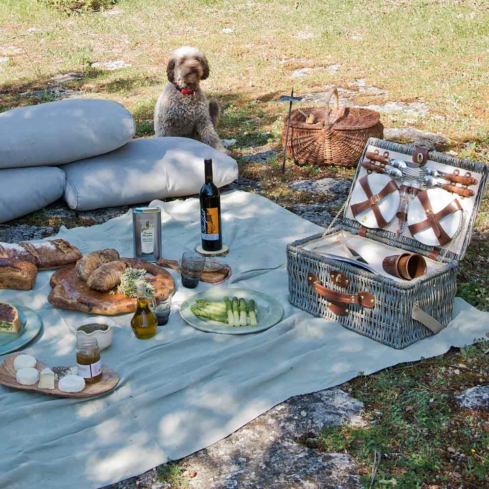Les Jardins de la Comtesse - Cestino da picnic "Angers" per 4 persone, completo con scompartimento isotermico - Dimensioni: 46x31x22cm
