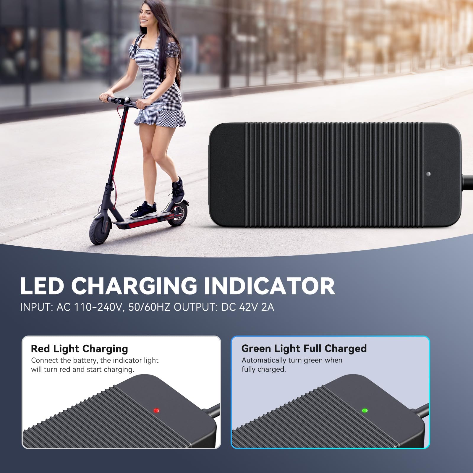 Chargeur 42V 2A Pour Trottinette électrique – 6 Connecteurs Inclus, Compatible 36V Lithium (Xiaomi M365 Pro 2, Hoverboard, Monocycle...)
