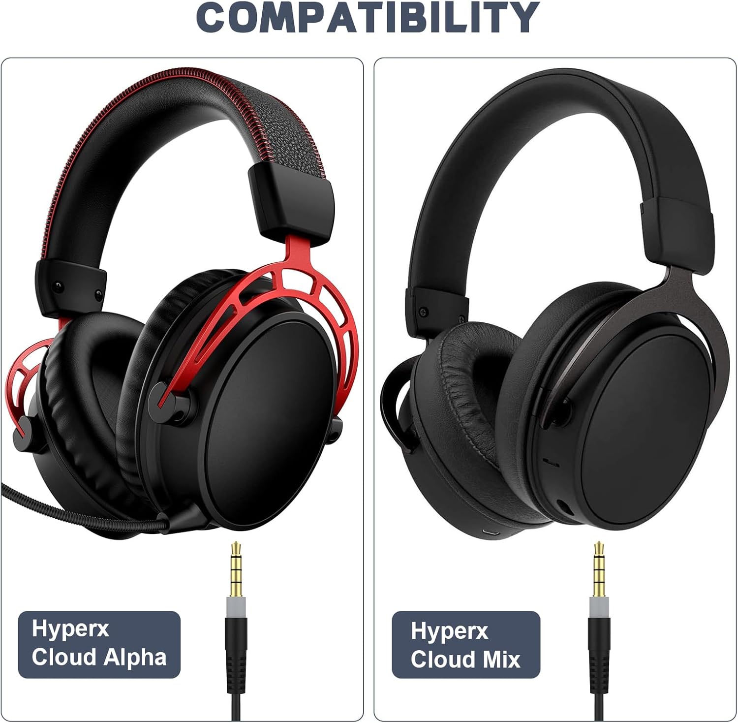 Saipomor 3.5mmコイルオーディオAUXケーブル HyperX Cloud MixおよびCloud Alpha ゲーミング
