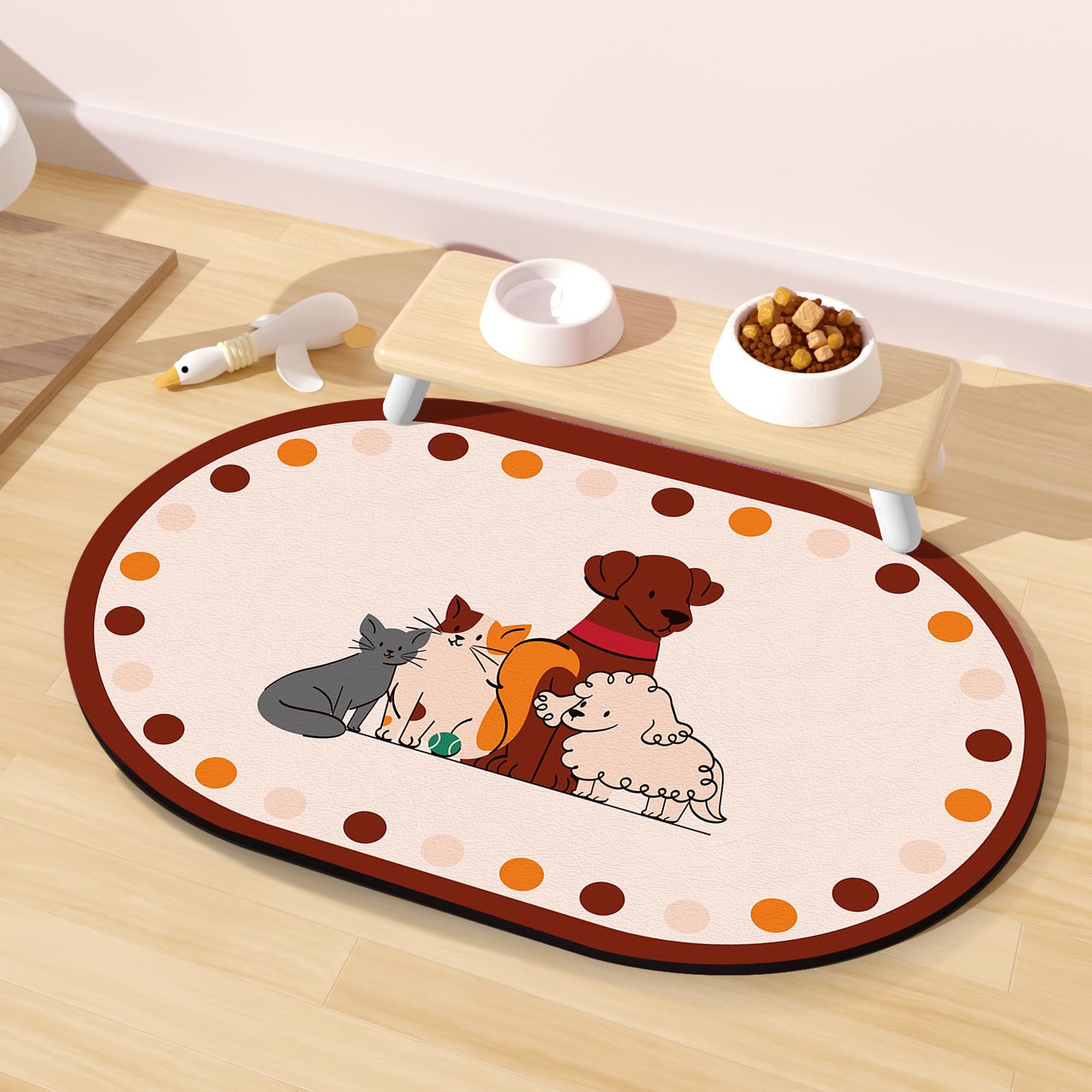 Absorbent Dog Food Mat, 51x30.5CM Non Slip Cat Feeding Mat, Anti-Scratch Cat & Dog Bowl Mats for Floor, Easy Clean Pet Food Mats for Dogs and Cats, Fit with Kitchen, Living Room, Garden — image 1
