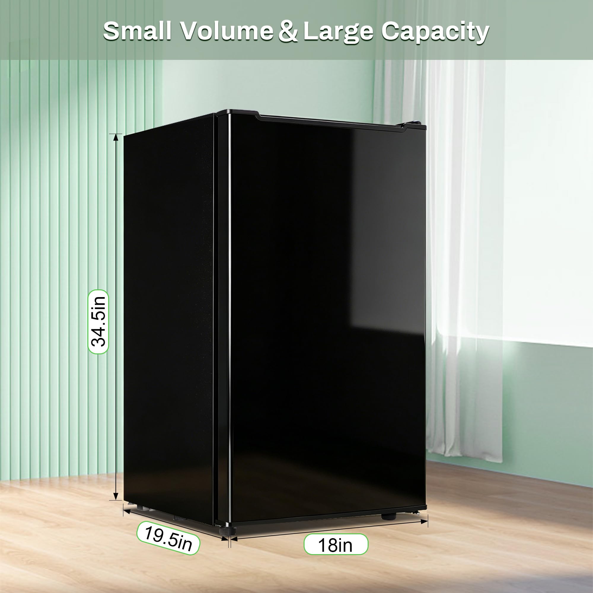 Mini Upright freezer 3.6 Cubic Feet Mini Freezer, Single Door Compact Freezer with Reversible Stainless Steel Door, 3-Speed Temperature Adjustment Small freezer for Home, Glossy Black on Fridge.com