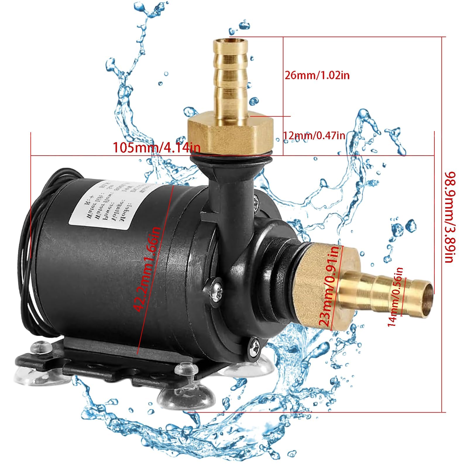 Pompe à Eau Submersible sans Balai, DC 12V Pompe a Eau, 800L/H 5m Mini Pompe à Eau Submersible, Pompe Pour bassin, aquarium, fontaine solaire