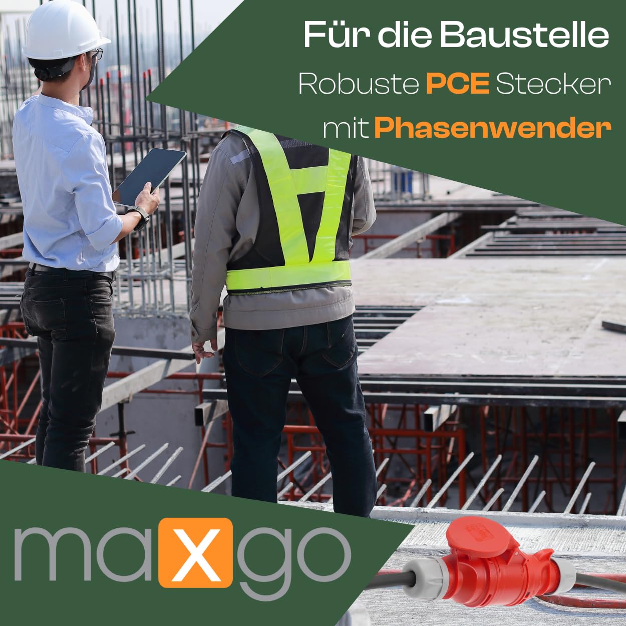 Starkstromkabel 16A 50m mit Phasenwender H07RN-F 5x1,5 Starkstrom Verlängerungskabel CEE Verlängerung 16 Ampere Kabel 5x1,5mm2 Baustelle Werkstatt Industrie Geeignet Outdoor IP44