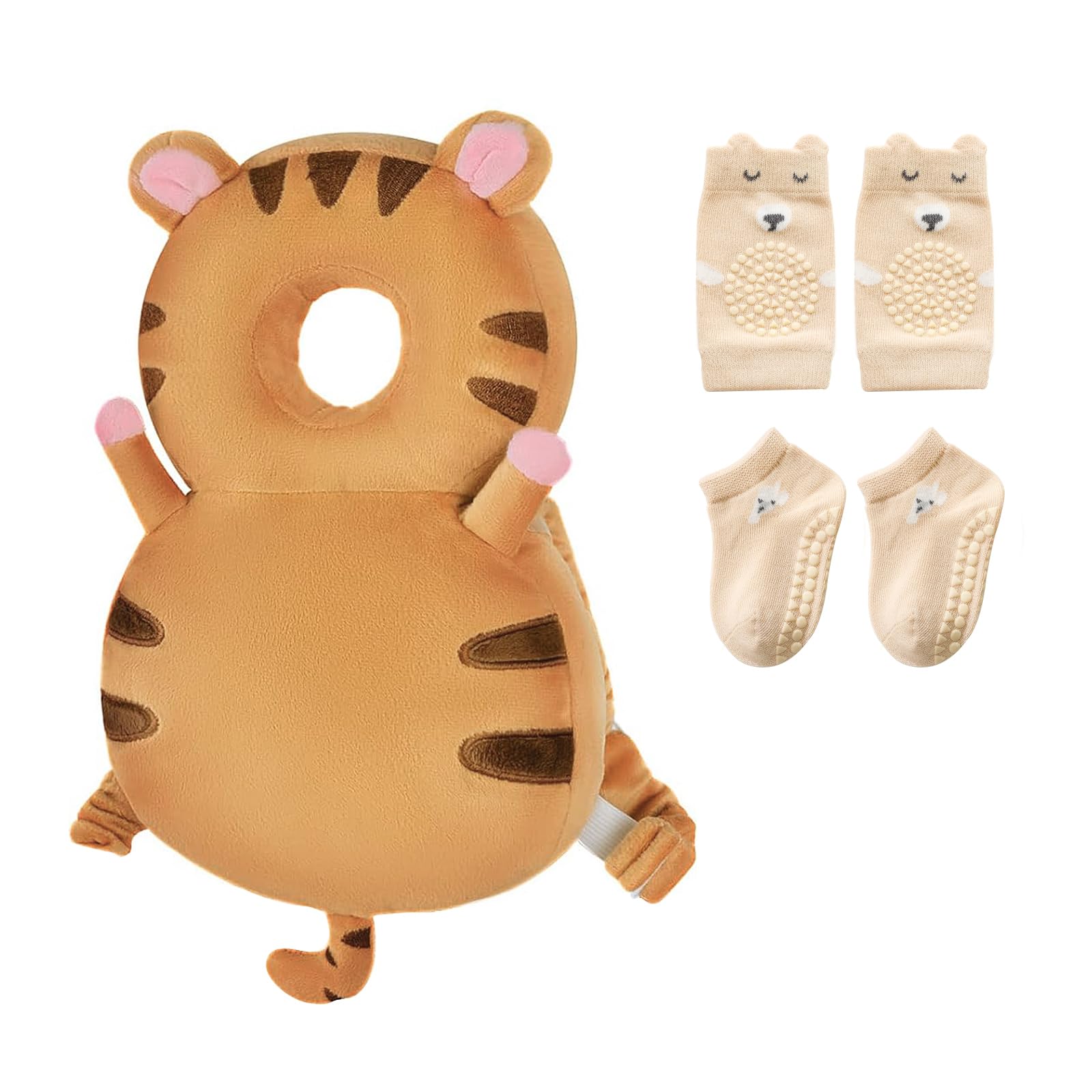 Grnstf Baby Toddler Head Protector, Baby Head Protection Backpack, Adjustable（Tiger）