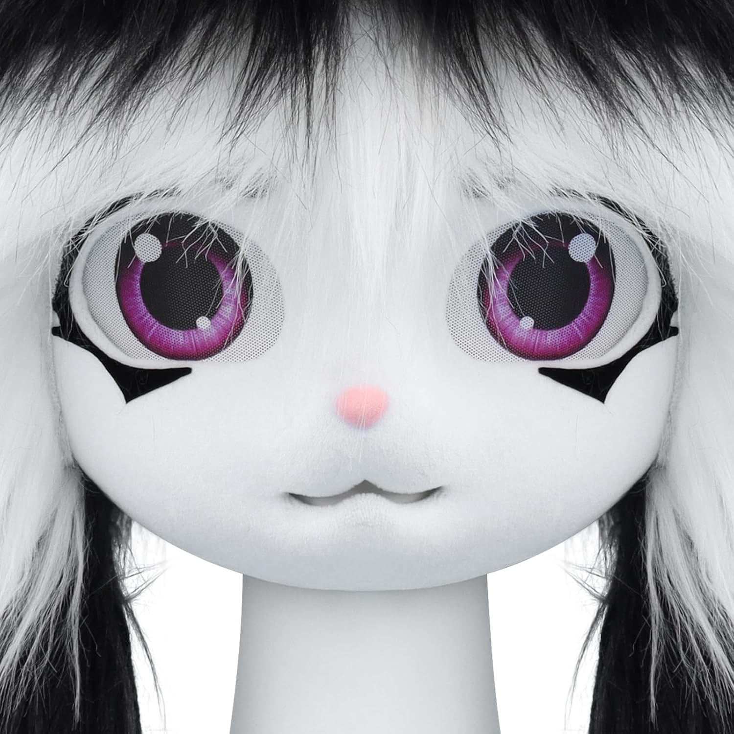 Handmade Faux Fur Animal Cat Full Head Mask Plush Headgear for Halloween Party Costume Accessories - Image 3