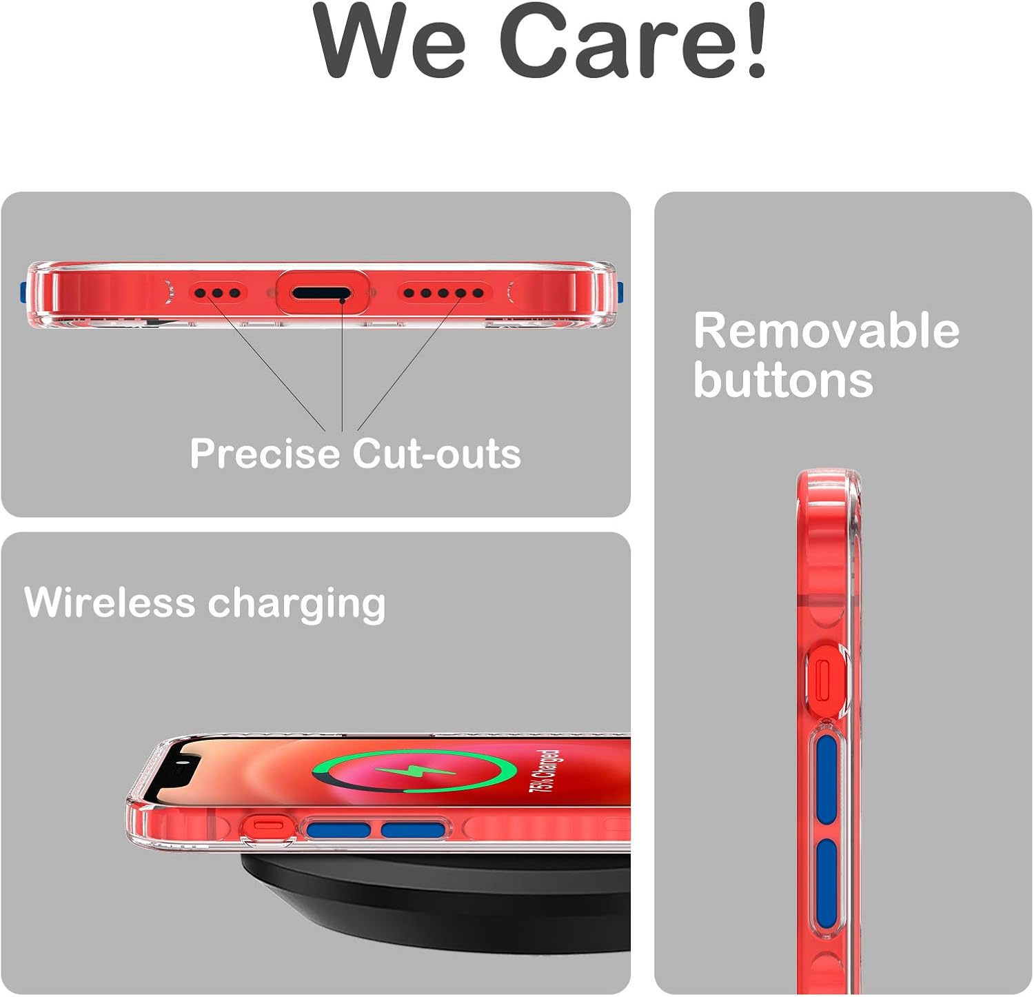 ORNARTO Compatible with iPhone 12 Clear Case, iPhone 12 Pro Case Clear Military Grade Protection Crystal Clear Rugged Shockproof Hybrid PC+TPU Full Covered Protective Case Back Cover 6.1"-Blue/Clear