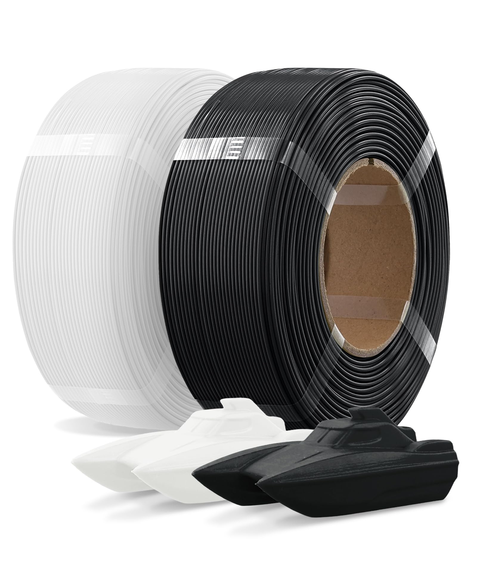OVERTURE Refill PETG Filament 1,75 mm, 2 kg, szpula do drukarki 3D (czarny+biały) | Wkład PETG bez cewki, do FDM, dysza 230-260°C, taca 65-70°C, suszenie 60°C/5h, prędkość <300mm/s, kompatybilna szpula