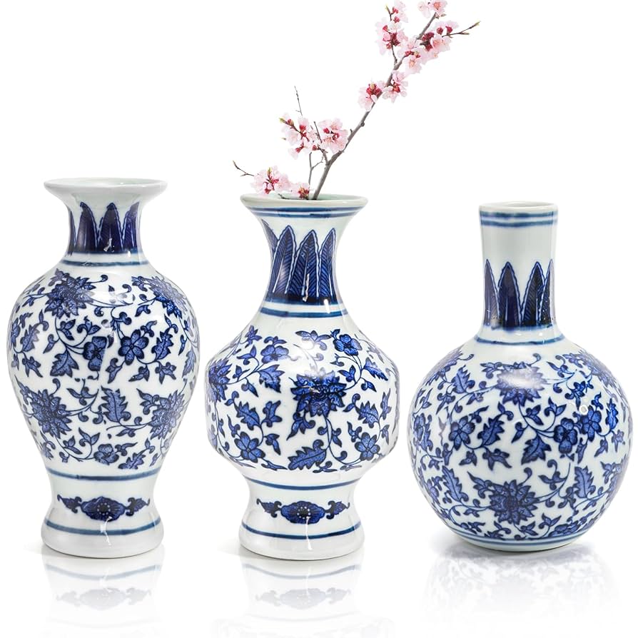 青と白の陶器製花瓶 Amazon.co.jp: 青と白の花瓶、青の花瓶ホーム装飾、シノワズリー