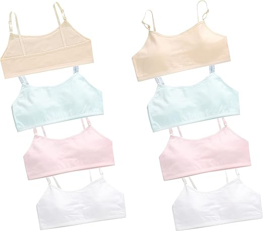 Training Bras for Girls Seamless Adjustable Cotton Cami Bralettes 7-14Y