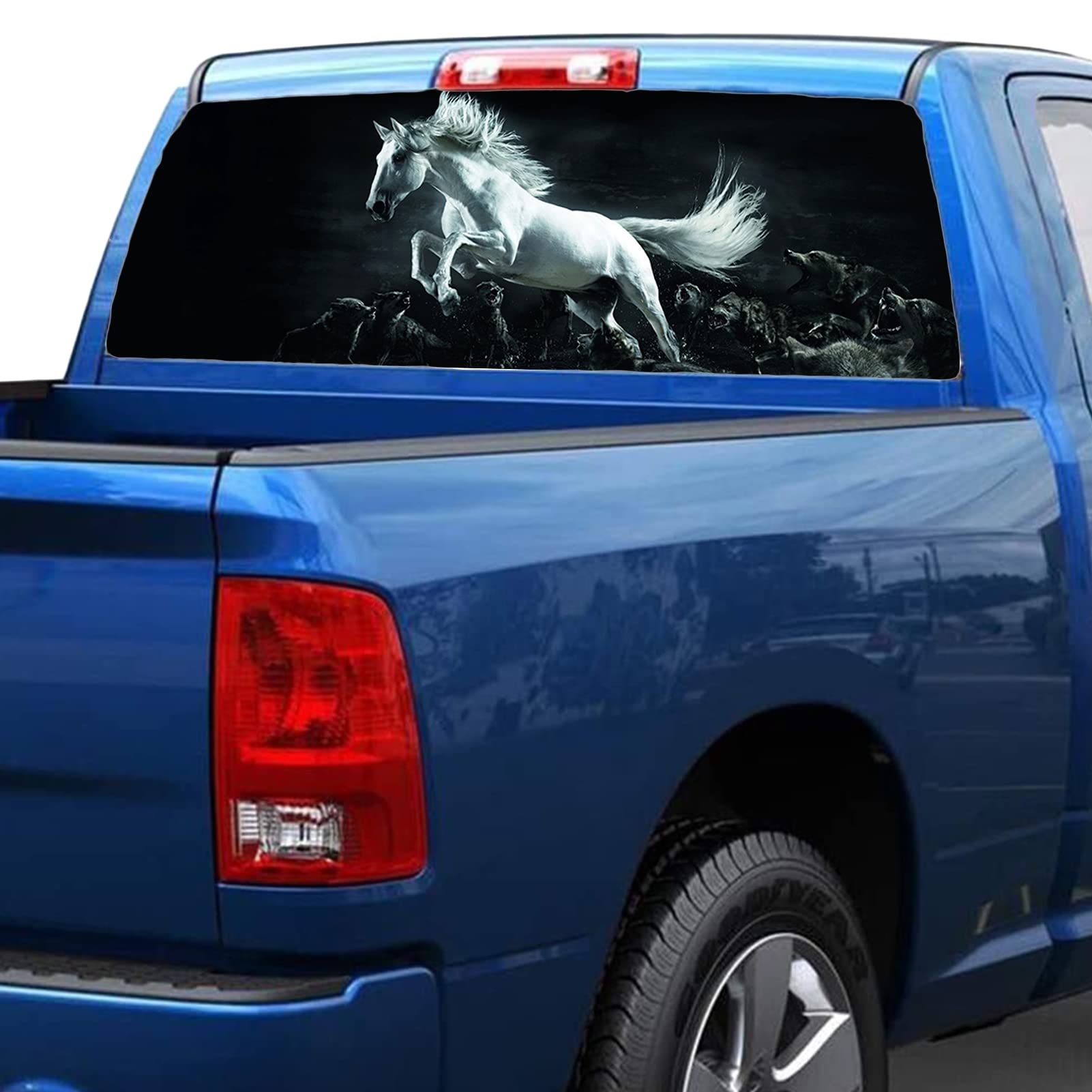 BAHULA Adesivo per finestrino posteriore per camion, auto, finestrino, motivo floreale, in vinile, per camion, SUV, furgoni, pickup, cavallo, C, 165,1 x 55,9 cm