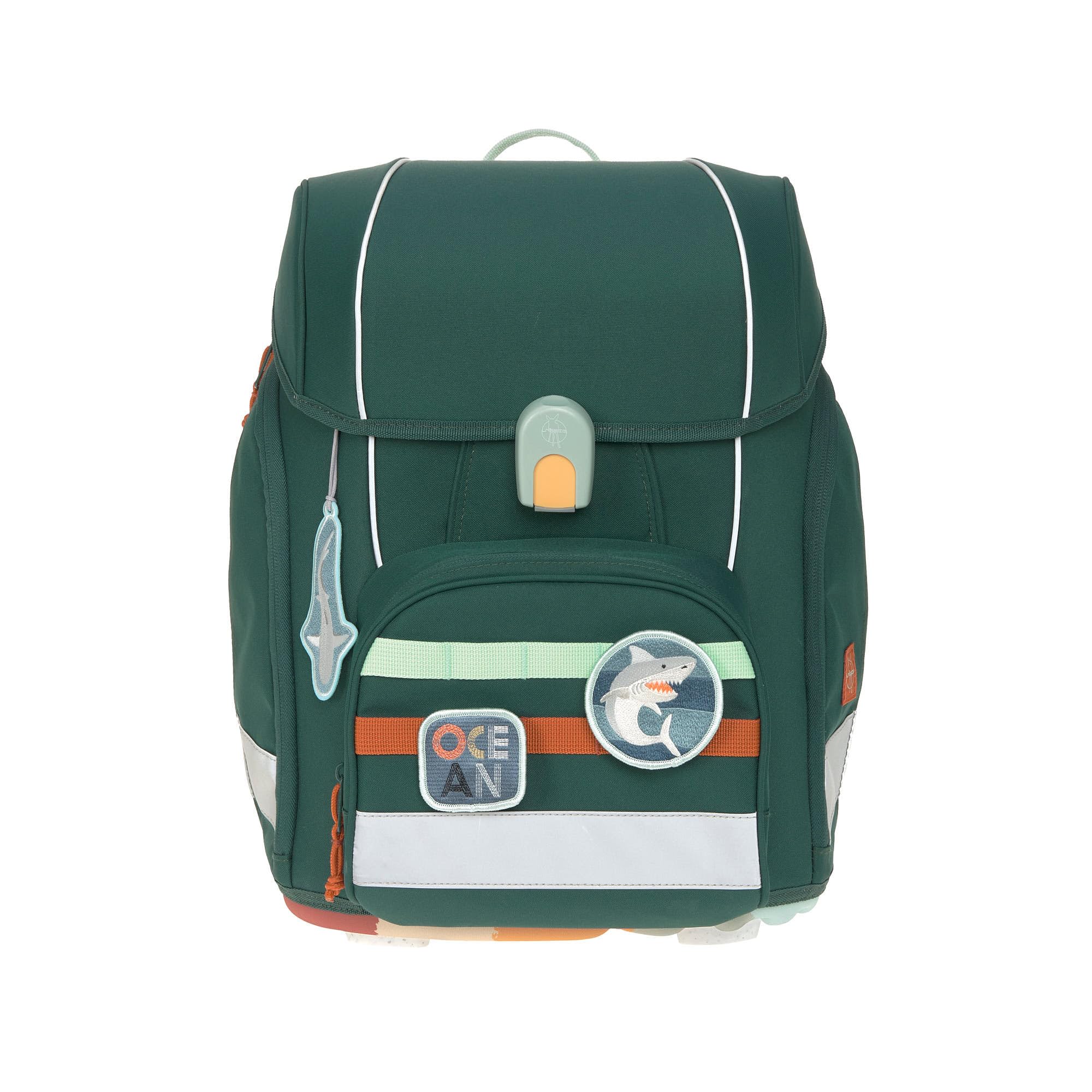 LÄSSIG 7-częściowy zestaw plecaków szkolnych dla dzieci/zestaw szkolny Boxy Unique Dark Green Ocean Edition, Zielona, nowoczesny