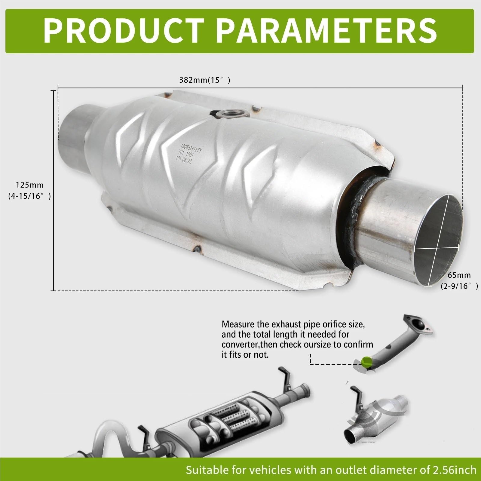 katalizator samochodowy Uniwersalne 2,5"/63mm katalizatory wydechowe ze stali nierdzewnej z osłoną termiczną pasujące do Forda F150 2,7 l, 3,5 l, 5,0 l V6 V8