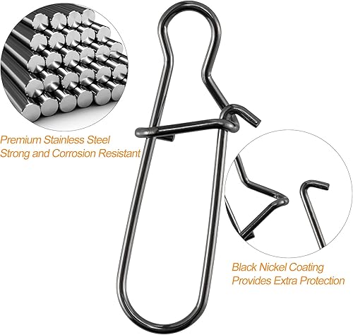 Miniatura 3 de Dr.Fish - Cerradura de doble cerradura para pesca con gancho para agua dulce y agua salada, de acero inoxidable sólido, cambio rápido (#0-#8,