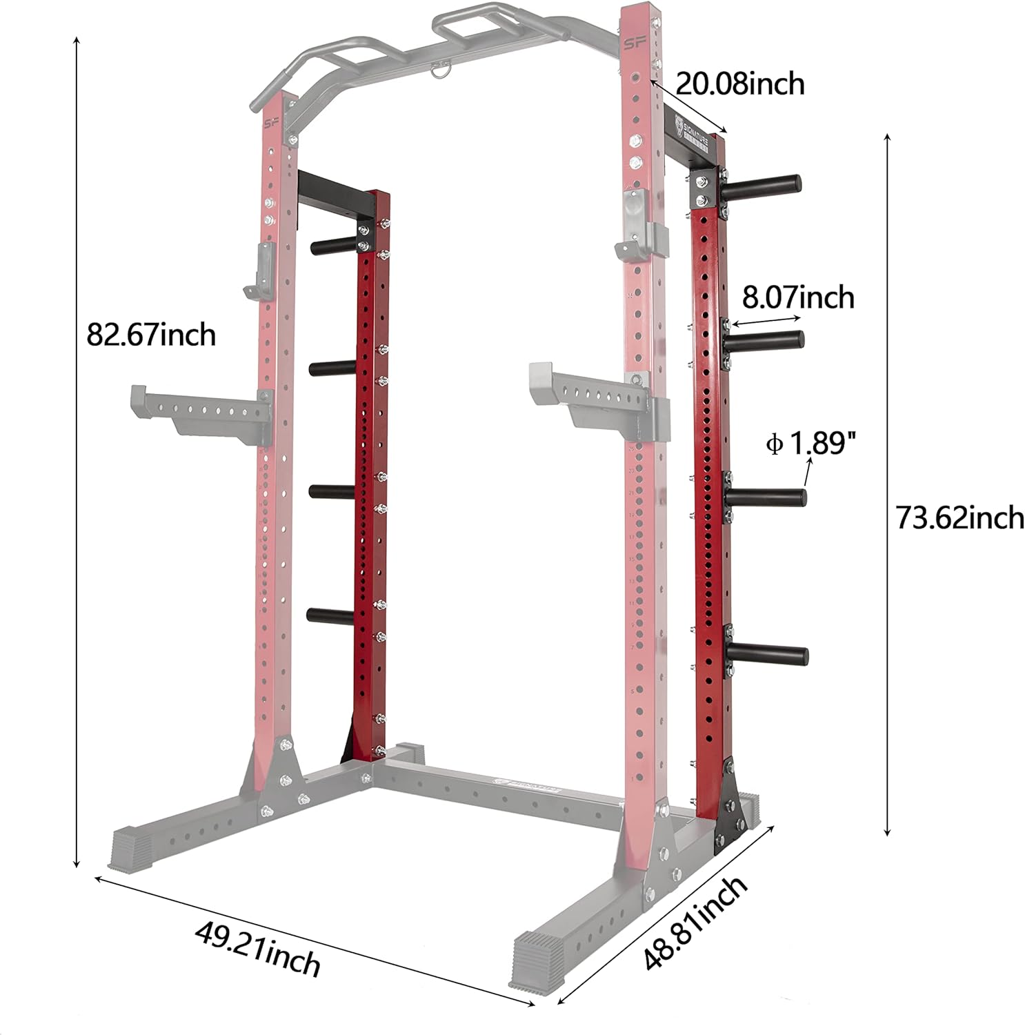 Signature Fitness SF-SS1 1,000 Pound Capacity 3” x 3” Power Rack Squat Stand, Includes J-Hooks and Safety Spotter Arms, Optional Conversion Kits