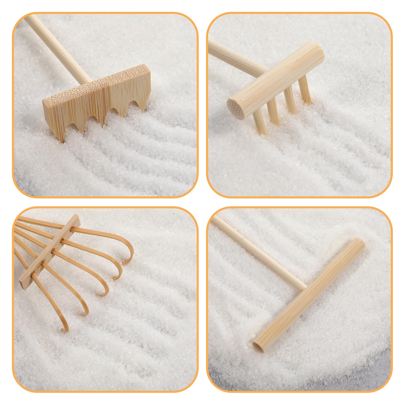 cobee Set di 4 attrezzi da giardino Mini Zen, mini rastrello, rastrello zen, per casa, ufficio, tavolo, casa delle bambole