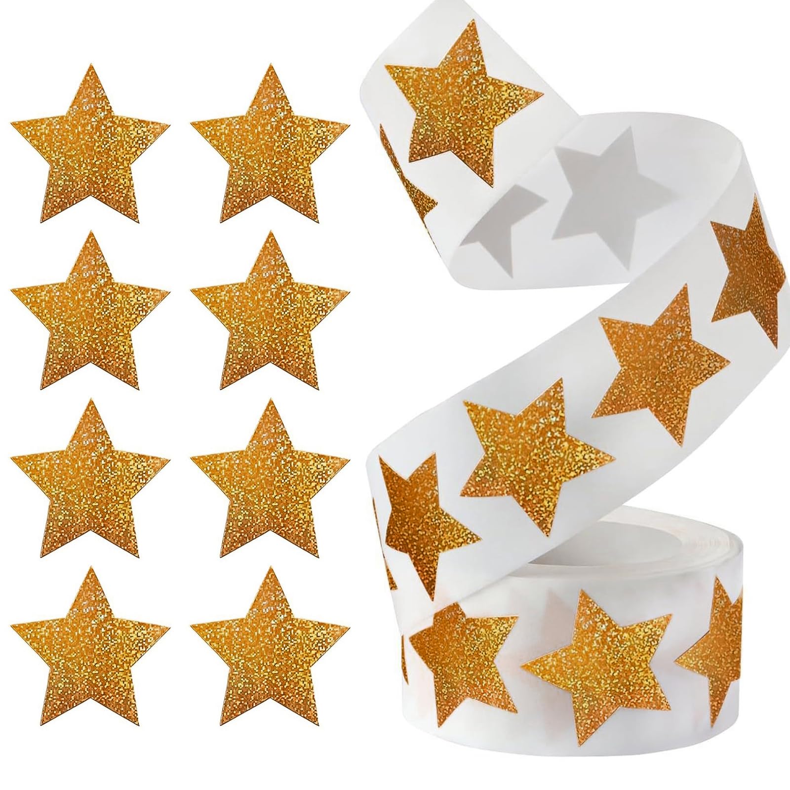 1000 Pcs Holographic Sparkly Foil Star Stickers 1 Inch
