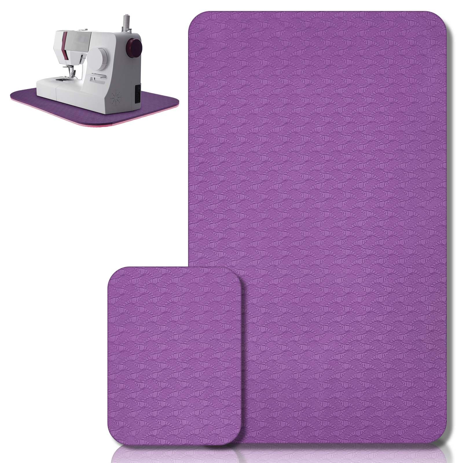 2 Pcs Sewing Machine Muffling Mat Pedal Sewing Mat Reduce Vibrations Noise No Slip Machine Accessories for Quilting(17" X 36" and 9" X 14",Pink Purple)