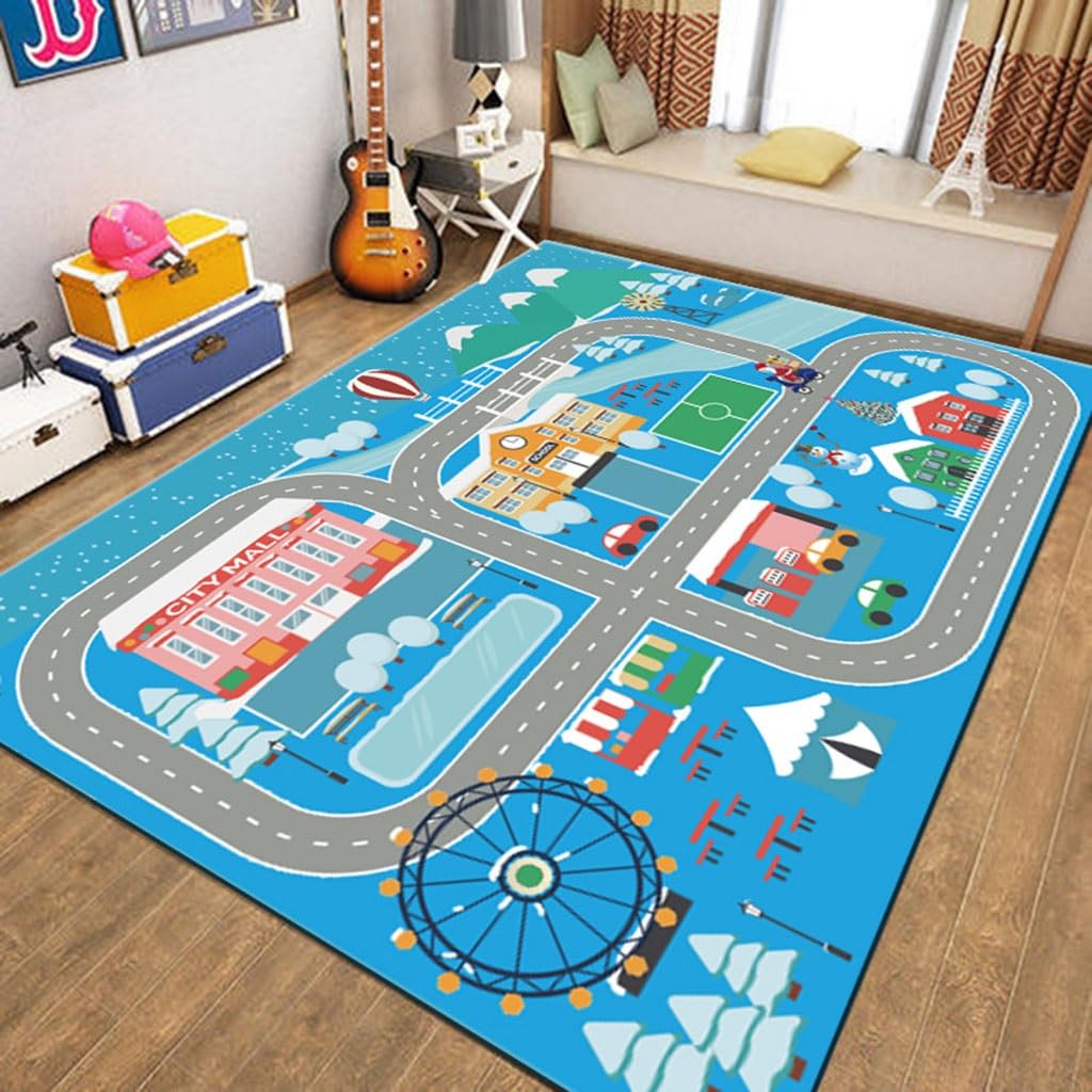 Carpet，Rug，playroom rug，Bedroom rug， Car Park Town Highway Playground Road Hopscotch Rug,Educational Rugs for Children Play Bedroom Carpets Mat(D,160 * 200cm/62x78in)(Color:C,Size:160 * 200CM) ( Color