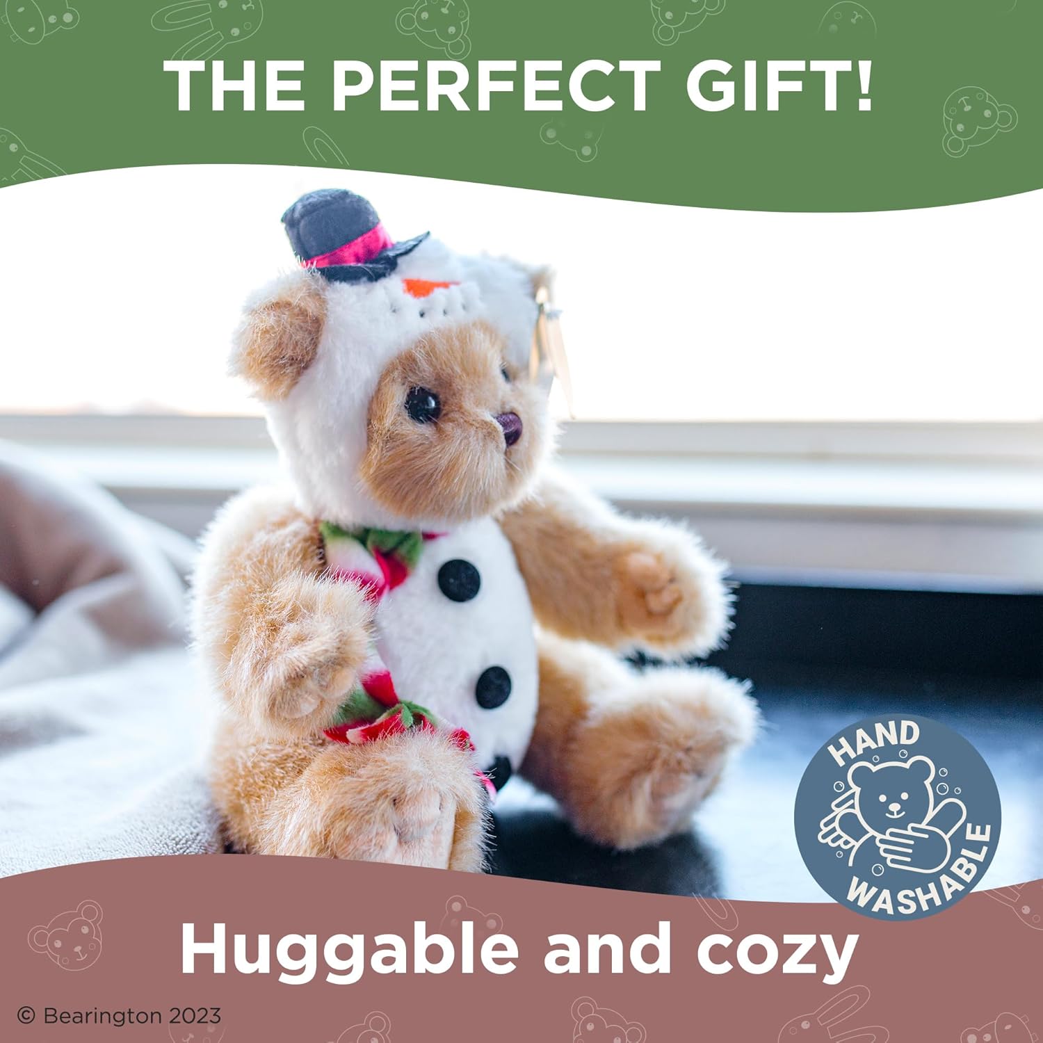 Bearington Christmas Stuffed Animals Christmas Teddy Bear Snowman Plush Winter Stuffed Animals - Froste 10"