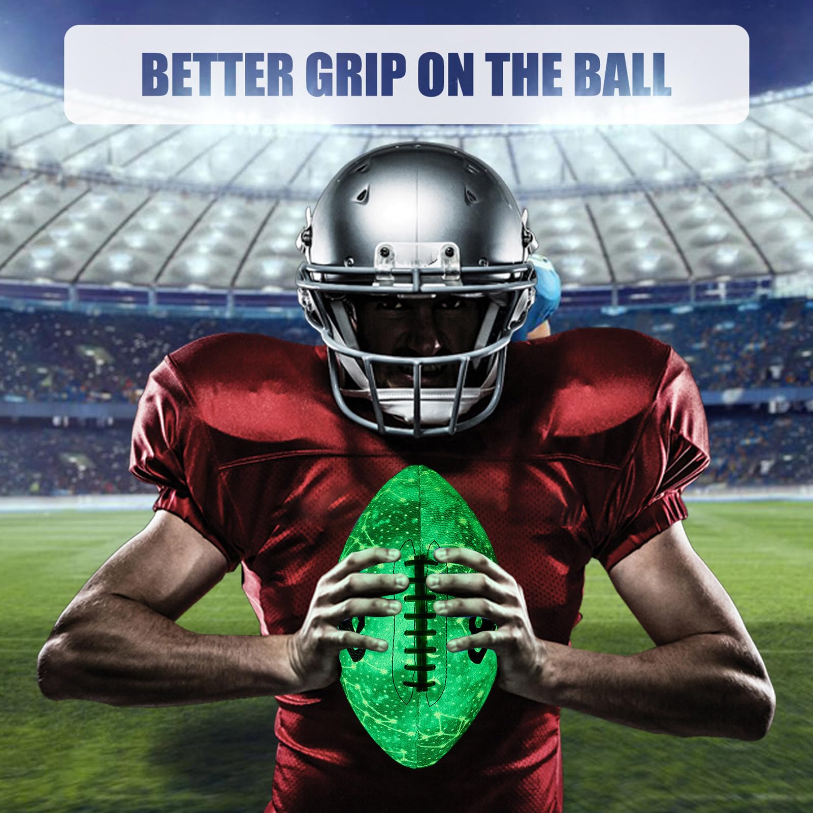 Il calcio si , il calcio si - Misura 6/9 Night Ball Football Super Grip | Pallone da to con doppio allacciatura, pallone da football americano impermeabile in pelle PU per piscina, cortile sull