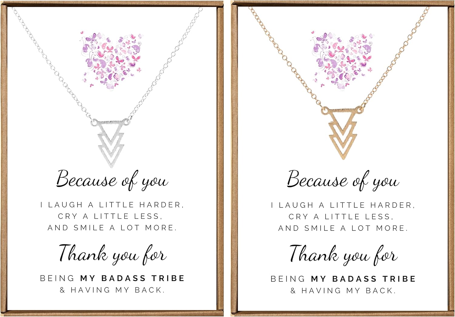 Bundle 2 Items: Tribe Gold and Silver Triangle Necklaces for Women Friendship Pack of 2, Badass Women Presents, BFF Necklace for 2, Besties Matching Jewelry
