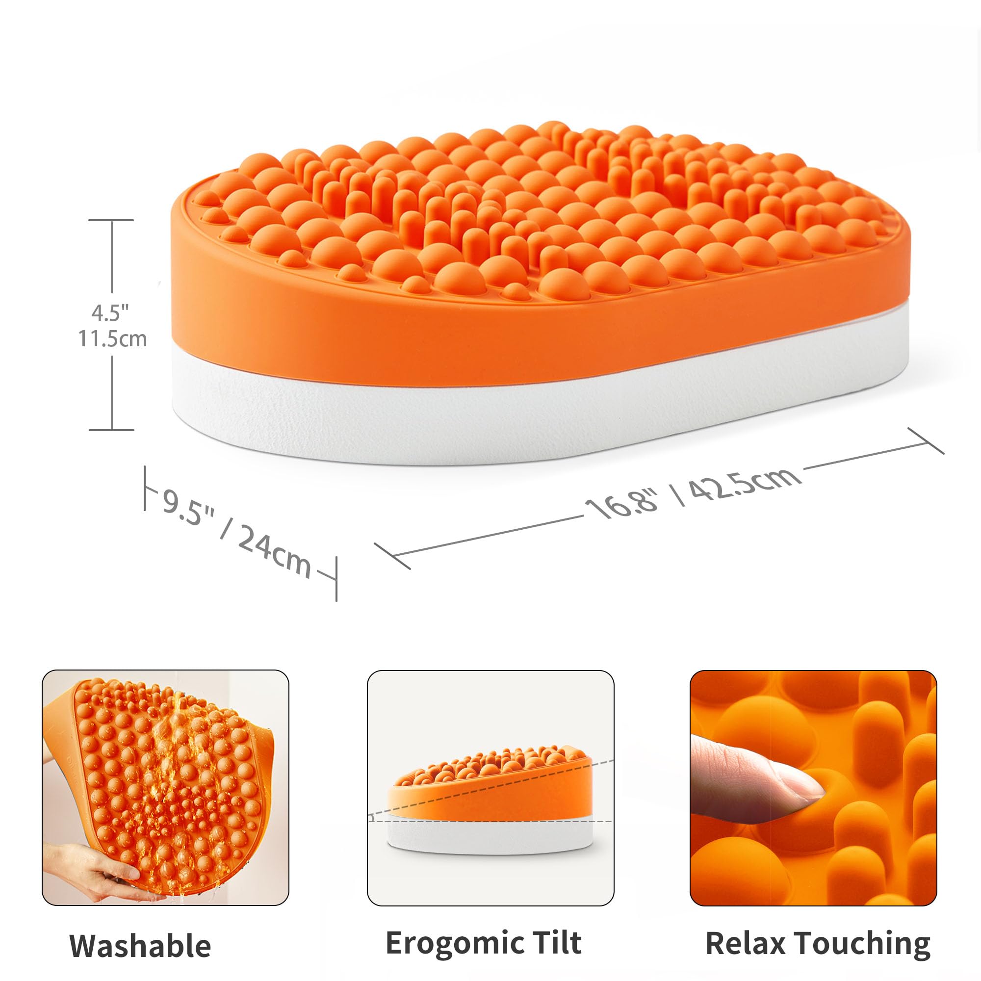 Reposapiés para debajo del escritorio en el trabajo, taburete de oficina en casa, masajeador otomano para aliviar la fascitis plantar, reposapiés de silicona suave, juguete antifatiga (naranja)