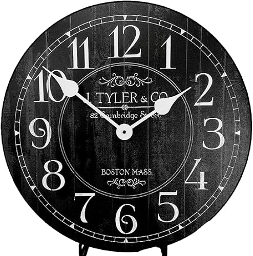 Reloj de pared negro Harbor  Mecanismo de cuarzo ultra silencioso  Hecho a mano en Estados Unidos hermoso color nítido y duradero, viene en 8