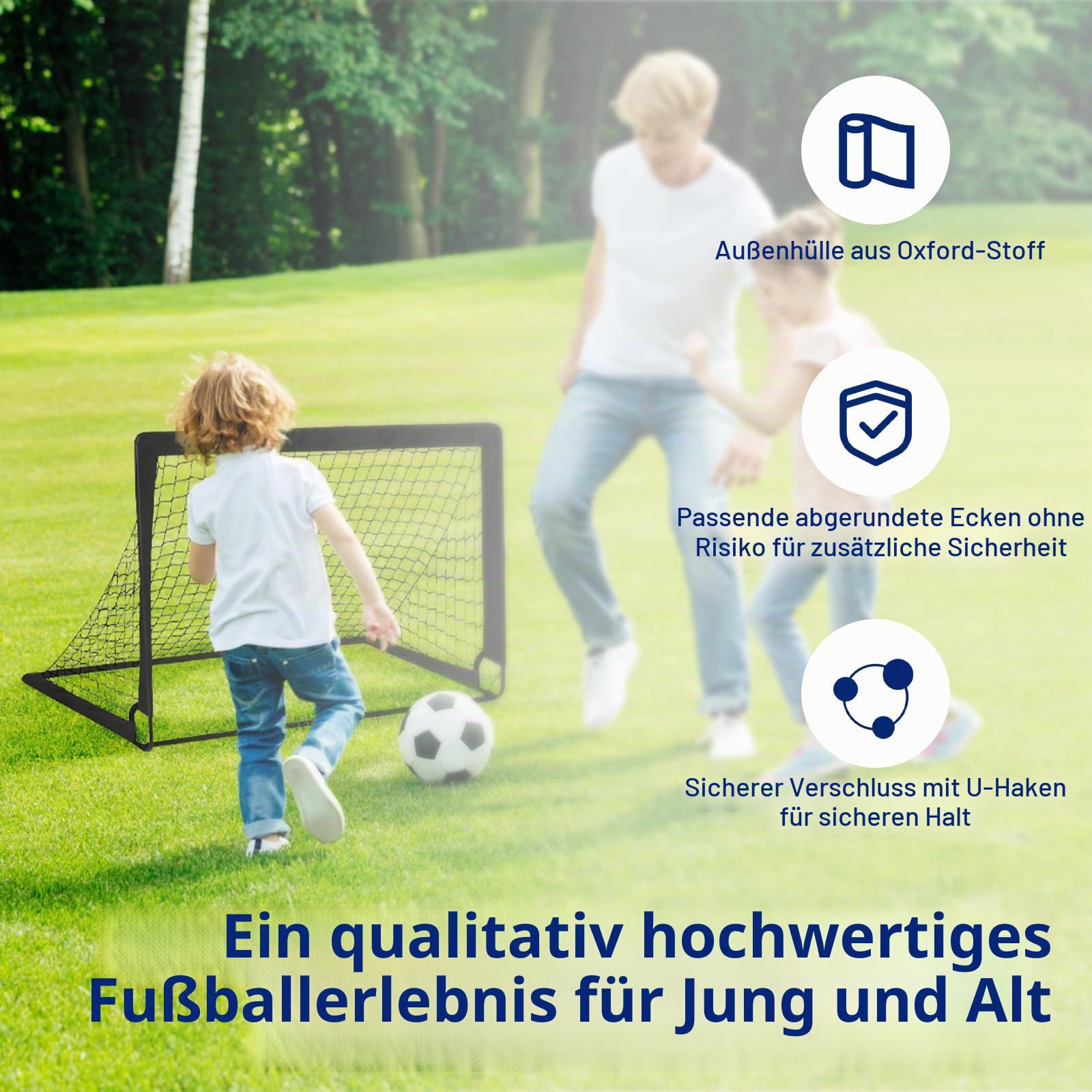 2er Fußballtor Kinder Set,großes Fußballtor für Kinder und Erwachsene,Fußball-Tore Faltbar mit Glasfaserstangen & hochwertigen Tornetzen,Fußball Tore inkl,nützlicher Tasche zum Transportieren
