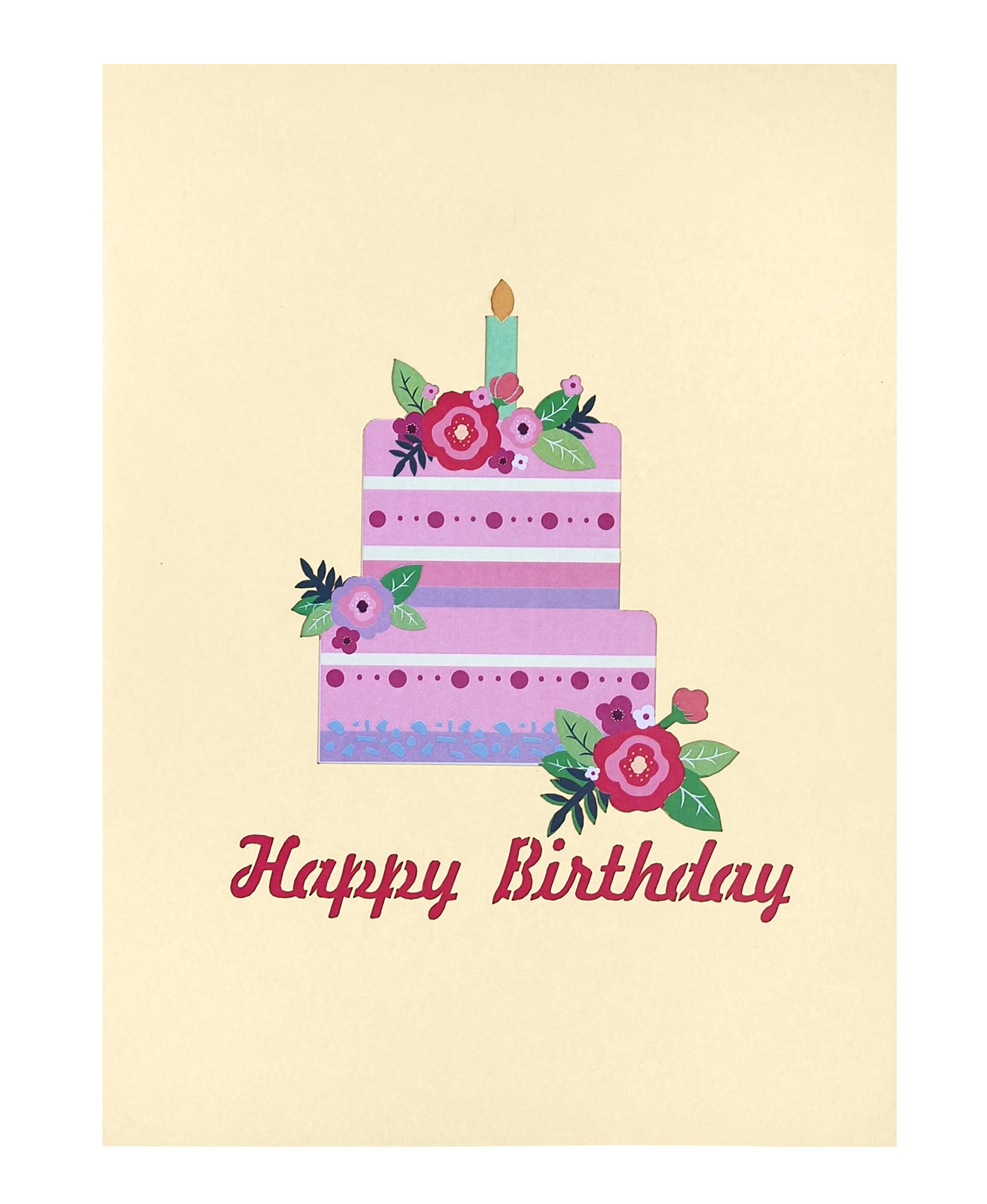 Carte Joyeux Anniversaire 3D Pop-up Gâteau - Carte Avec Enveloppe - Cadeau Fête - Multicolore - Neuf