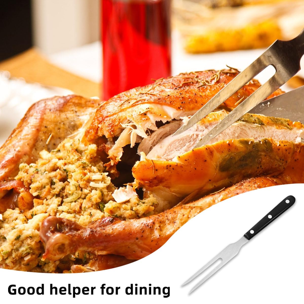 LEEQ Tenedor para Trinchar - Tenedores de Carne de Acero Inoxidable, Tenedor de Barbacoa, Tenedor de Parrilla, Tenedor de Trinchar con Mango Largo, para Cerdo, Pollo, Ternera, Barbacoa, Pavo