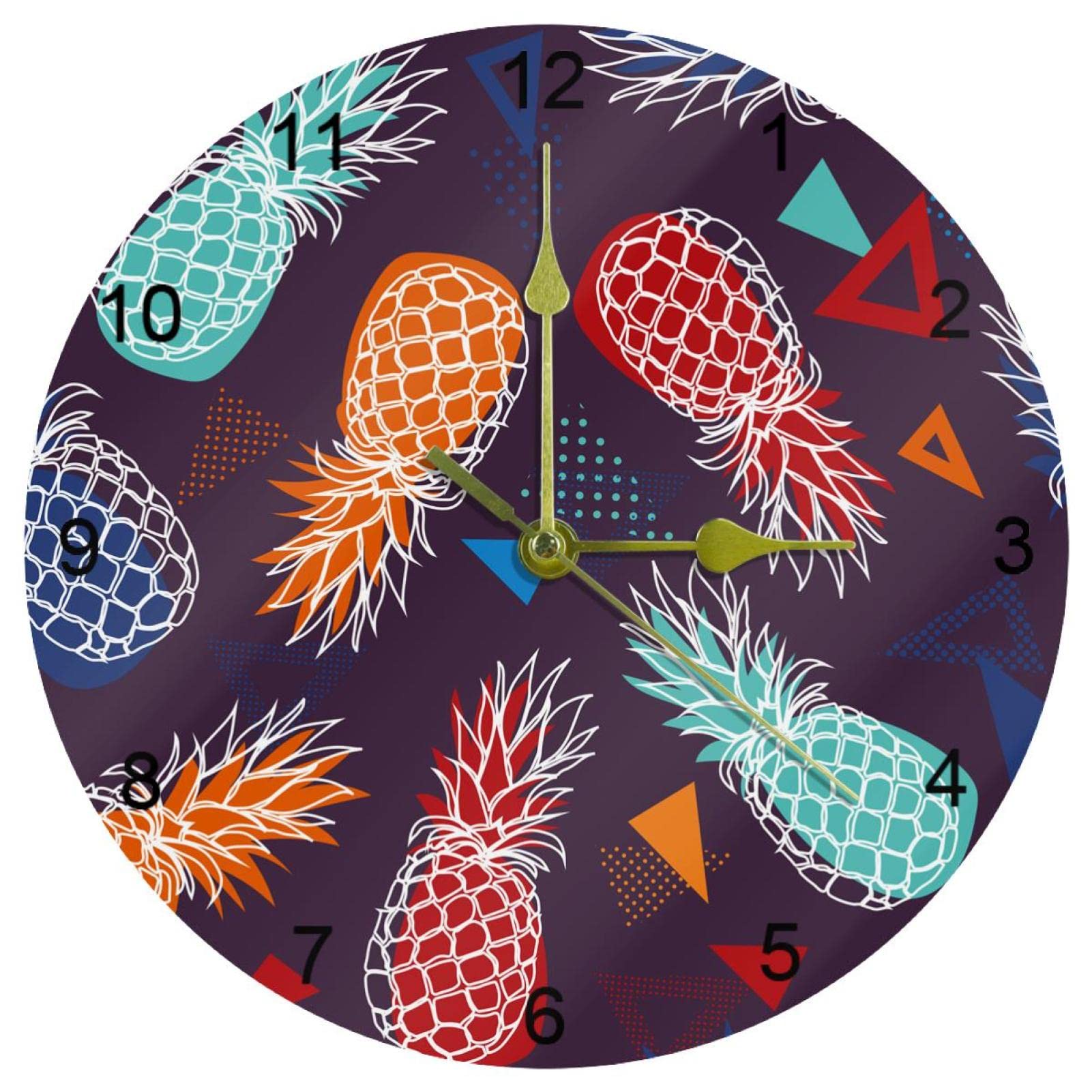 Horloge murale à quartz violette de 25,4 cm avec chiffres arabes lisibles