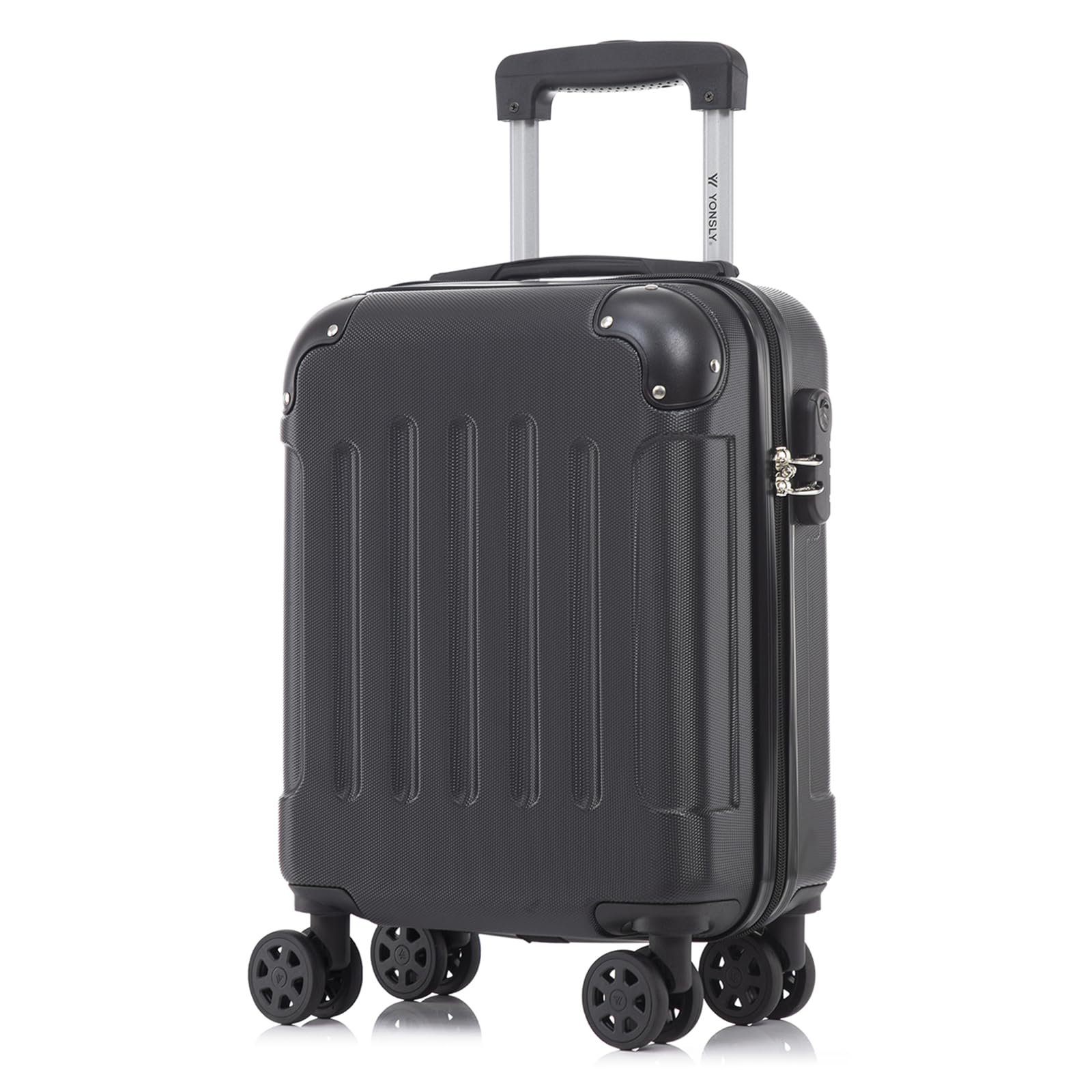 yonsly Koffer Suitcase, Trolley Reisekoffer, Rollkoffer Handgepäck mit 4 Rollen 360°, ABS Hartschalen, Sicherheitsschloss, Weicher Gummigriff, 210D-Futter
