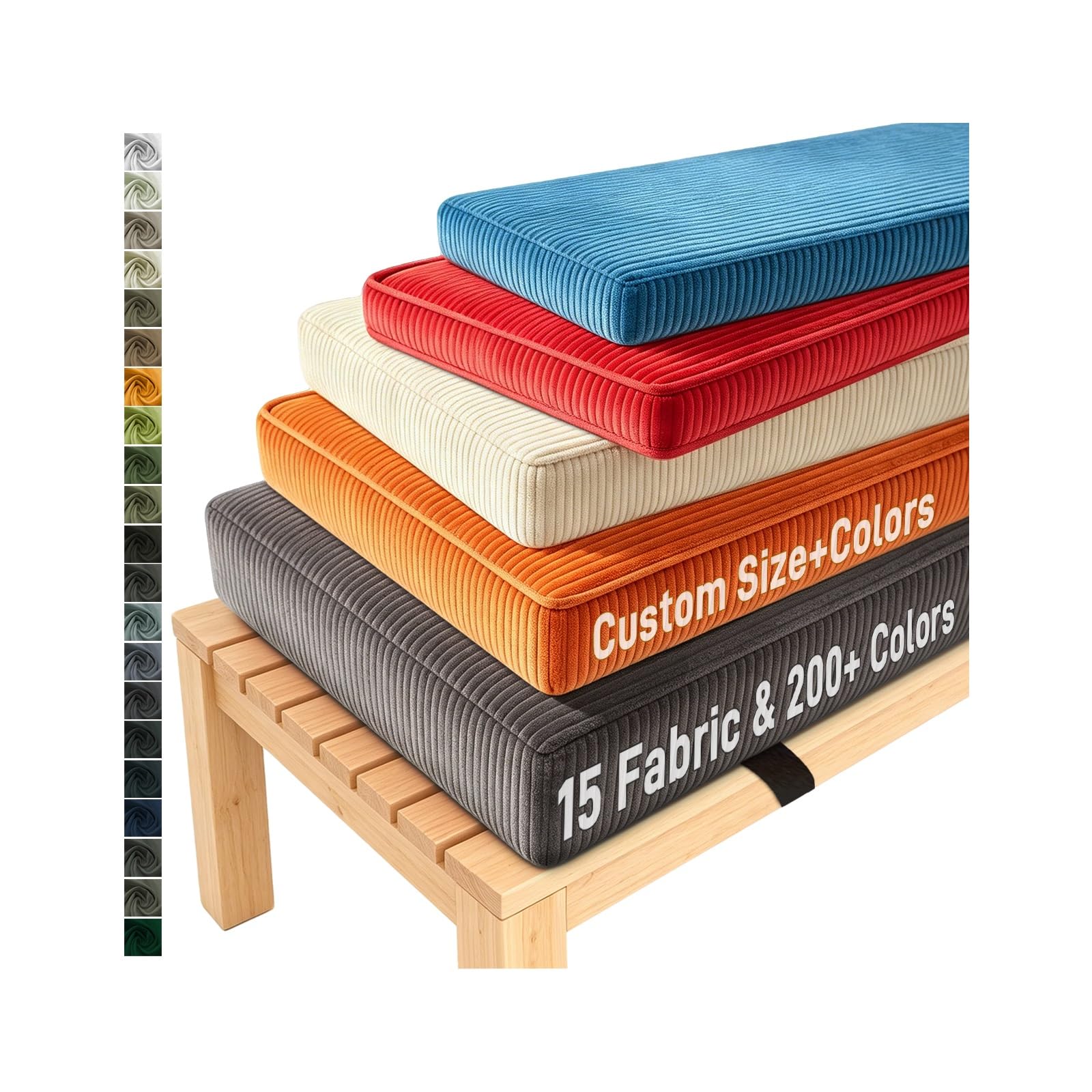 Custom Size Bench Cushion, Personalized Window Seat Cushion Indoor Outdoor