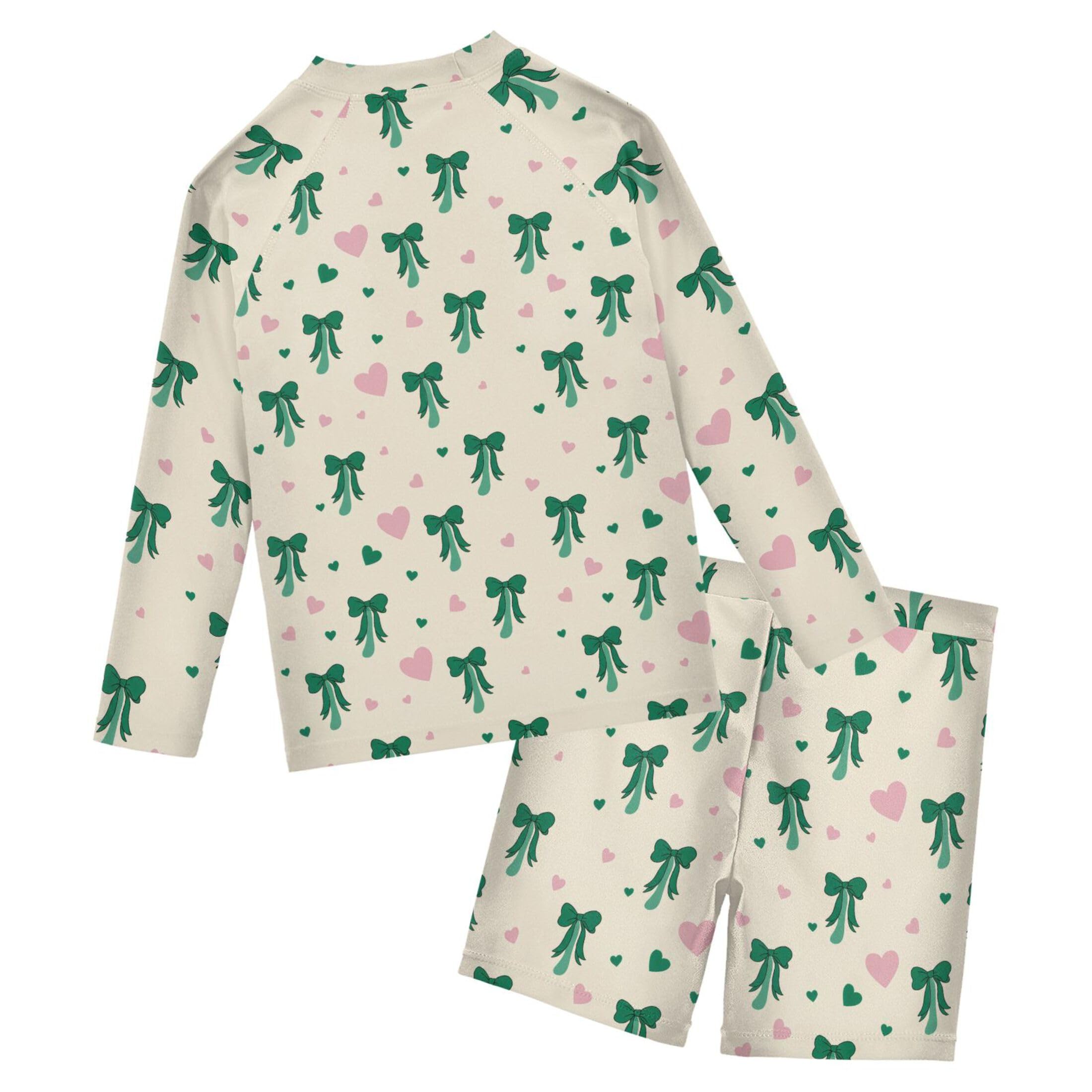 Green Bows Toddlers and Baby Boys' Swimsuit Trunk and Rashguard Set B0405005